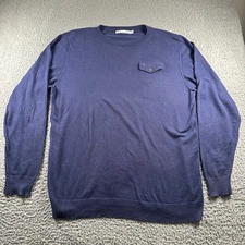 Criquet Sweater Mens XXL Navy Crewneck Cotton Cashmere Pocket Golf Activewear