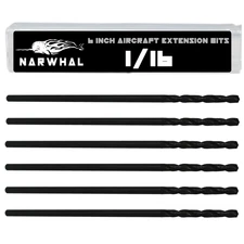 1/16 Inch x 6 Aircraft Drill Bit (Professional Grade 6 Pack) Extra Long...