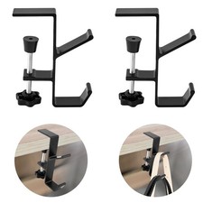 2 PCS Desk Mount Bag Holder Hook Clamp Backpack Headphones Hanger Black
