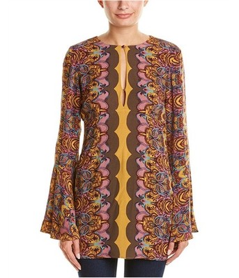 Free People Womens Bell Sleeve Tunic Dress, Pink, 4