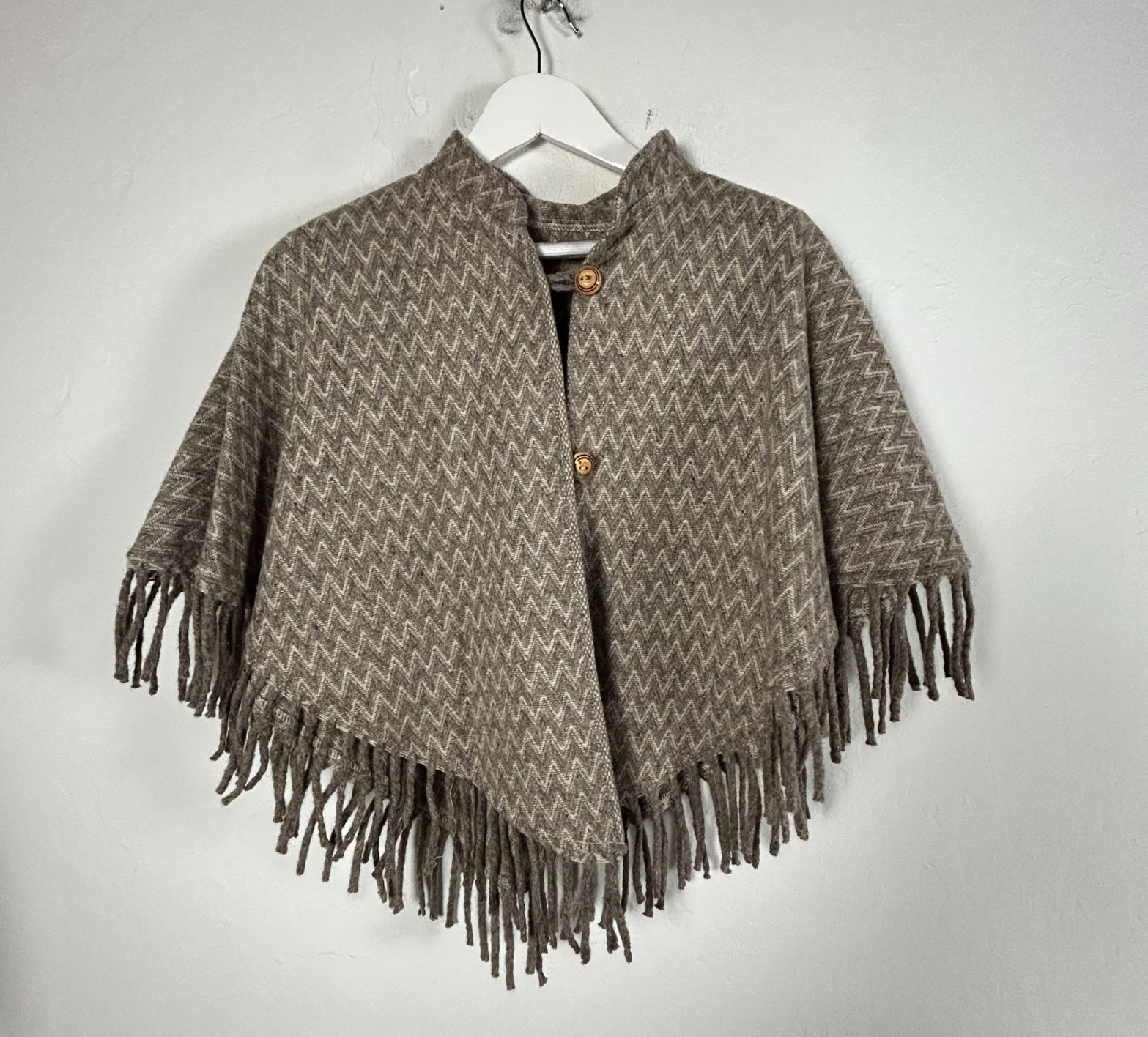 Women's Chevron Patterned Button Front Cape Ponch… - image 1