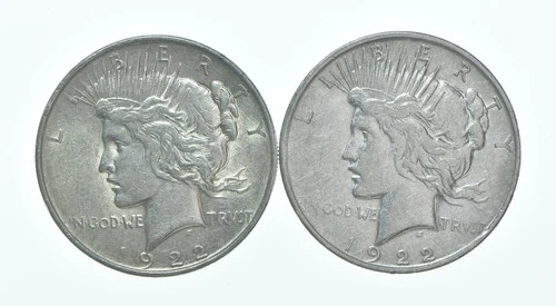 1922 & 1922-D Peace Silver Dollar $1 Bullion Collection Lot *185