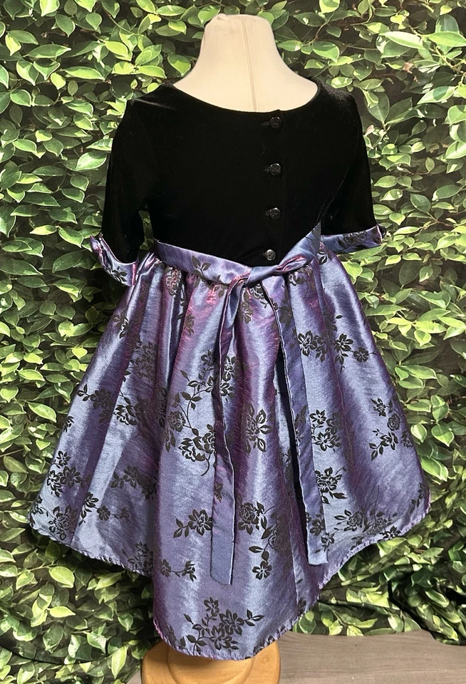 Vestido de terciopelo púrpura Jona Michelle niñas 4 Foto 3 de 4