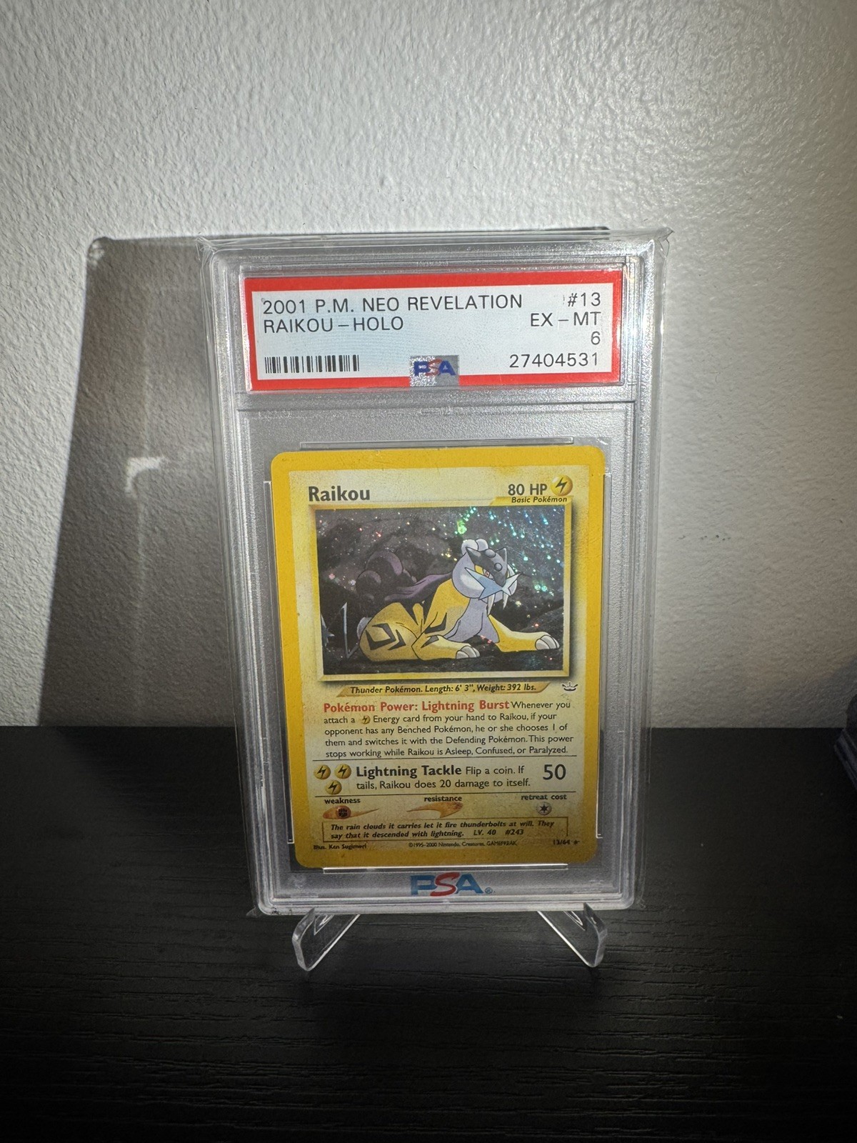 2001 POKEMON NEO REVELATION #13 RAIKOU-HOLO PSA 6