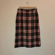 Vintage Pendelton Virgin Wool Skirt Women's 12 Pencil Tartan Christmas Holidays