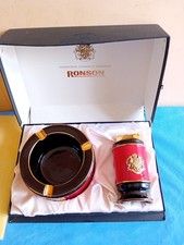 Ronson Accendino e posacenere da collezione Ceramica Rosso Nero Oro  VINTAGE