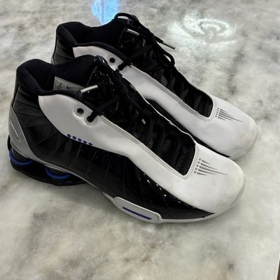 Nike Shox BB4 Racer Blue AT7843-102 sz8 Black White Blue Silver Patent Leather