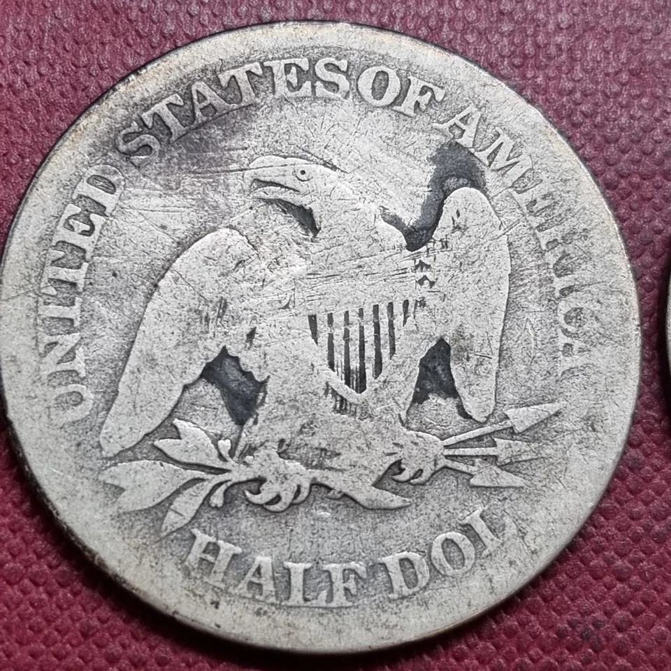 1863 Seated Liberty Half Dollar 50c Circulated Better Date #94463 - Image 2 of 2