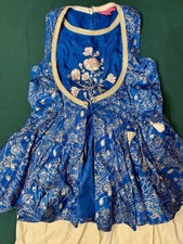 Traditional Indian Kids Outfit Blue Embroidered Top  Cream Dhoti Pants 6  7 Yrs