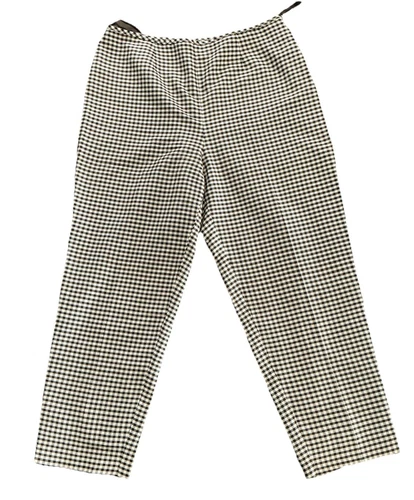 EVAN-PICONE Women’s Black & White Check Side Zip High-Rise 100% Silk Pants 12