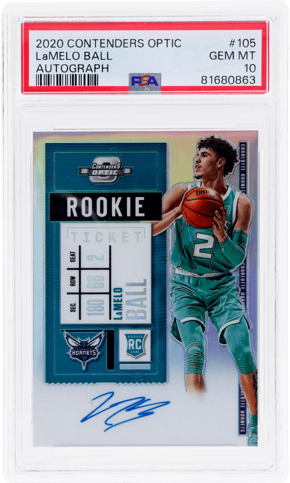 2020 Panini Contenders Optic Lamelo Ball Rookie Ticket Auto #105 PSA 10 RC