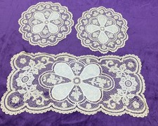 3 szt. Zestaw Antyk Mieszane koronki Doilies Wiktoriańska igła Bobbin Haft