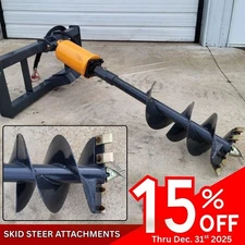 Skid Steer Wolverine Hydraulic Auger Attachment Post Hole Digger Bobcat CAT
