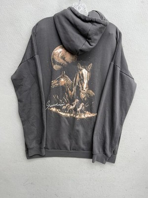 Sendero Provisions Co. Men s Gray Hoodie Size Medium Horses Pullover Drawstring