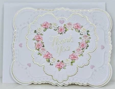 CAROL'S ROSE GARDEN Rose Heart Bouquet THANK YOU CARD Carol Wilson Fine Arts