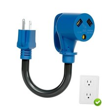 30 Amp to 110 RV Adapter, NEMA 5-15P Male to TT-30R Female, 5-15P to TT-30R