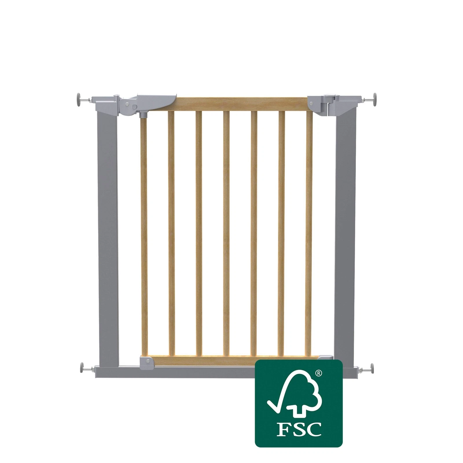 Baby Dan Gate Supreme Tora Silver/Nature Baby Safety Stair Door Gate New