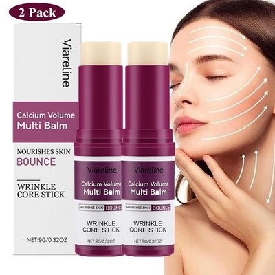 2 Pack Calcium Volume Multi Balm, Wrinkle Core Stick, Hydrating Firm, Anti-aging