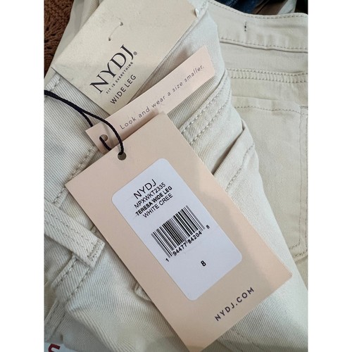 NYDJ Teresa Wide Leg Denim Jeans Cream 8 - Picture 10 of 10