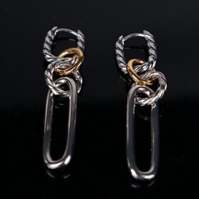 David Yurman 4 Hoop Sterling Silver 14K 5mm Pave Earrings