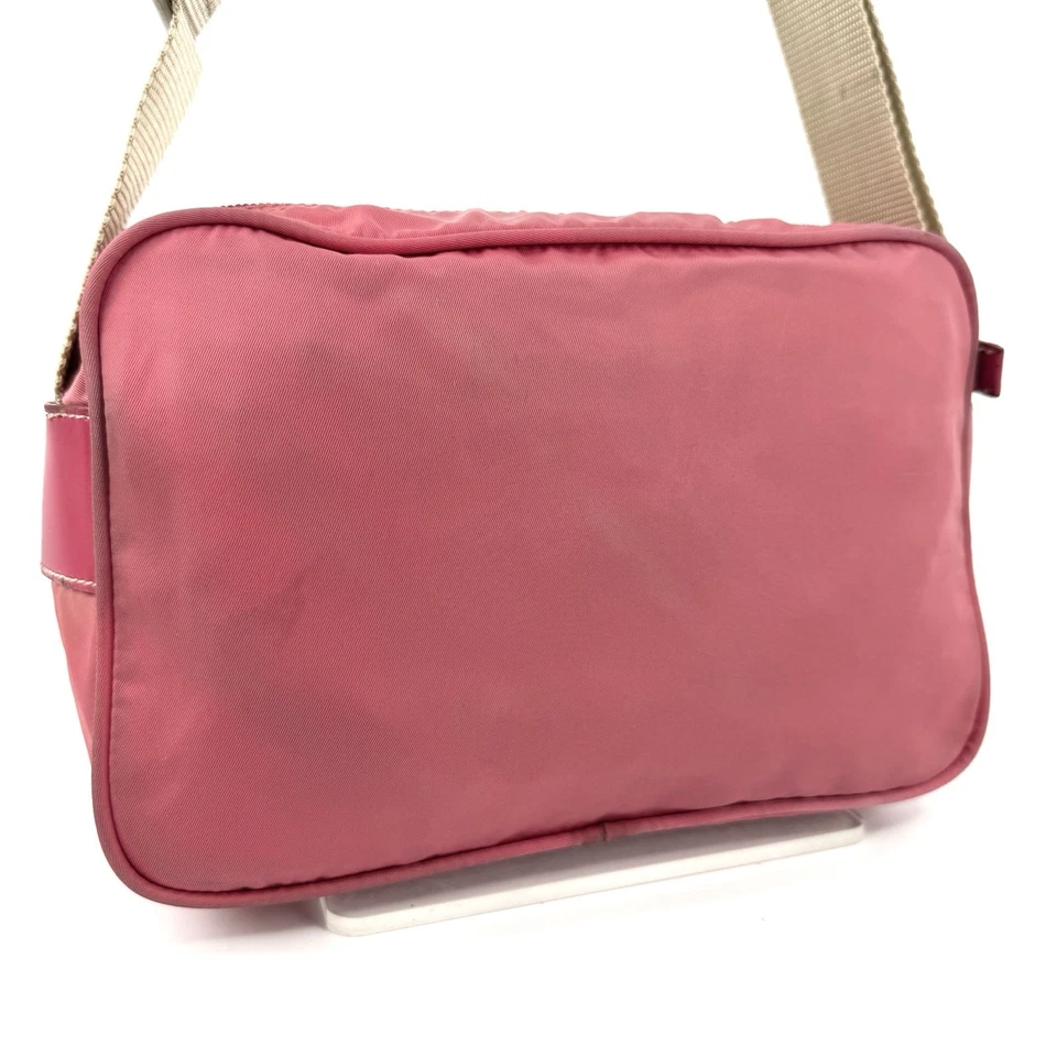 PRADA Tessuto Logo Nylon Shoulder Bag Pink Authentic 0151 - Image 3 of 4