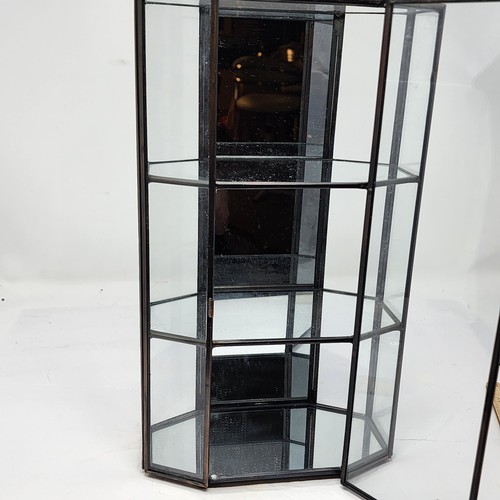 Vintage Brass Glass Curio Cabinet Display Case MCM Wall Hanging Free Standing 13 - Picture 9 of 16
