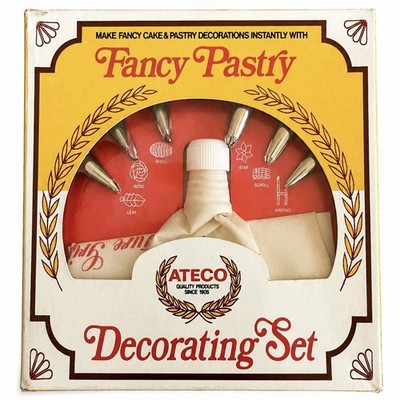 Vintage Ateco Cake Decorating Set Piping Icing Tips Pastry Bag 6 Pc USA