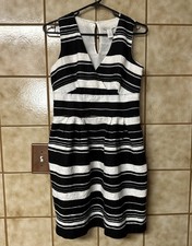 Weeds Women’s Black White Striped Sleeveless Dress, Casual Work Vacation, Sz 8