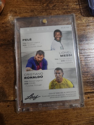 Messi Ronaldo Pele ELE-53 Leaf Legends Triple Soccer Card GOAT
