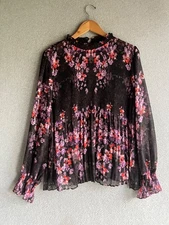 Simply Vera Vera Wang Blouse Womens 2XL Floral Boho Peasant Hippie