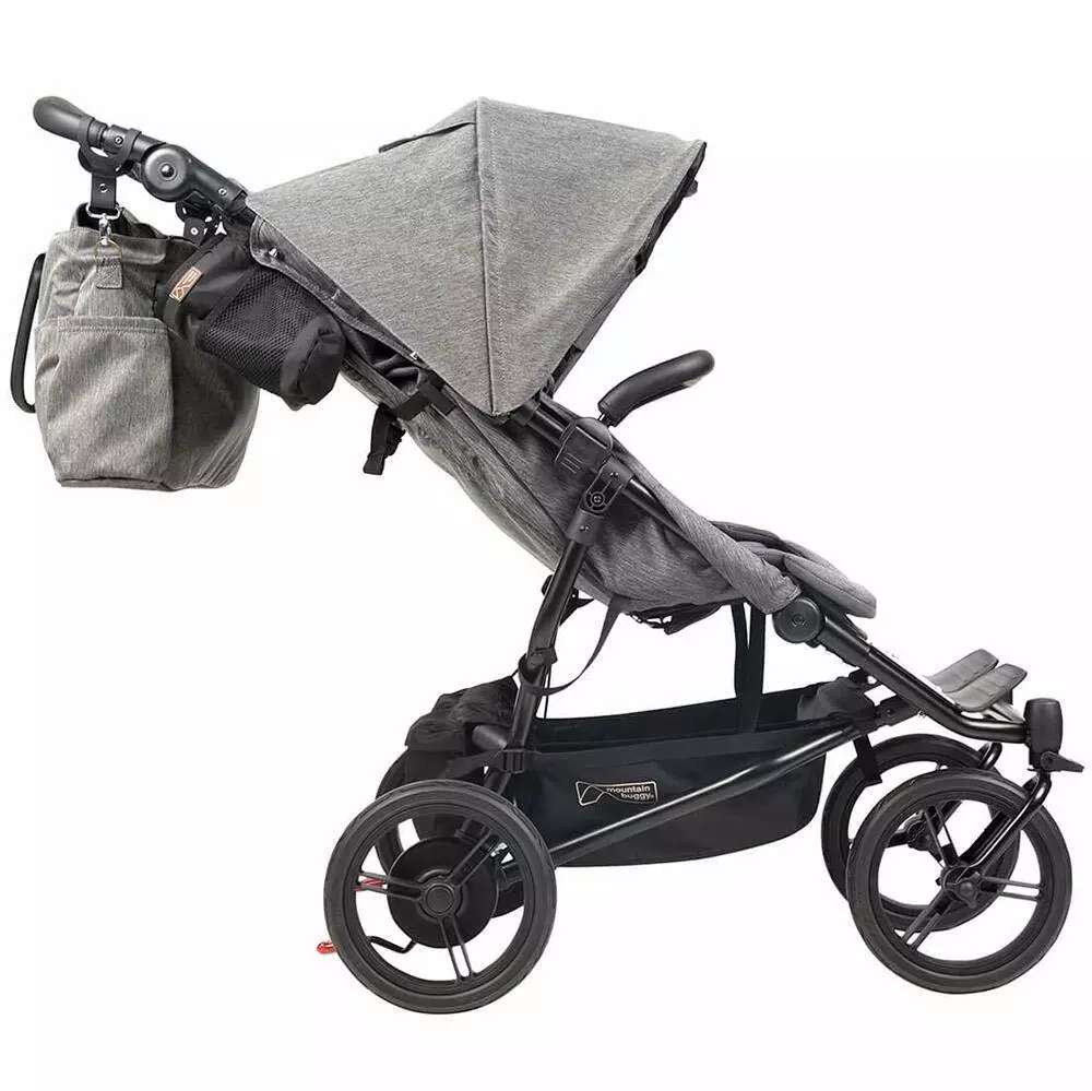 Mountain Buggy Luxury Duet Double Stroller Herringbone Grey w/ Diaper Bag!