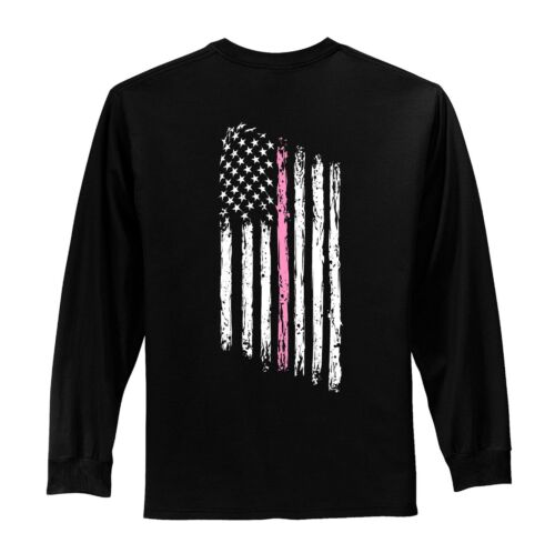 Camisa delgada para mujer línea rosa bandera americana cáncer de mama Komen manga larga - Imagen 2 de 4