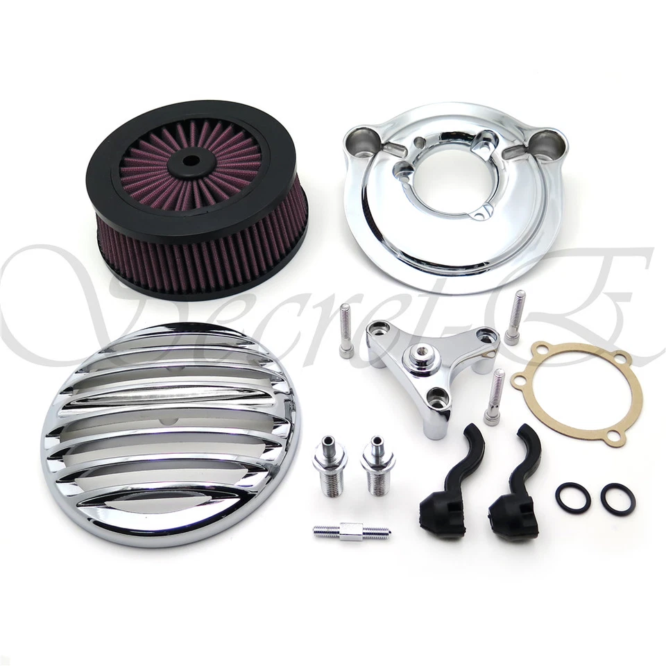 Kit de filtro de aire de rejilla cromada para Harley Sportster 1200 Custom XL1200C 2007-2017 Foto 2 de 4