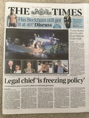 The Times 31st January 2025 31/1/25 Marianne Faithfull Tribute & US Air Crash