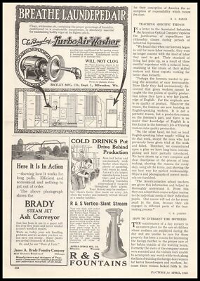 #ad 1922 Bayley Milwaukee Wisconsin Turbo Air Washer Will Not Clog Vintage Print Ad $14.42