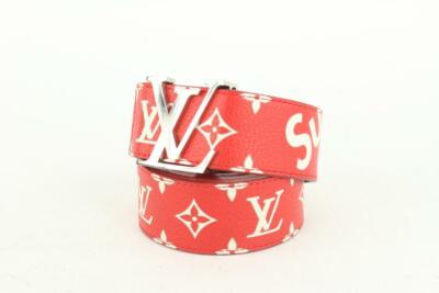 Louis Vuitton x Supreme Ultra Rare Red 100/40 Monogram Initiales Belt  118lv27 For Sale at 1stDibs