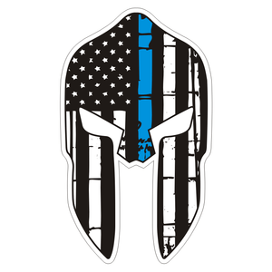 Spartan-Warrior-Mask-Thin-Blue-Line-Police-Sticker-Decal-206-Made-in-U-S-A