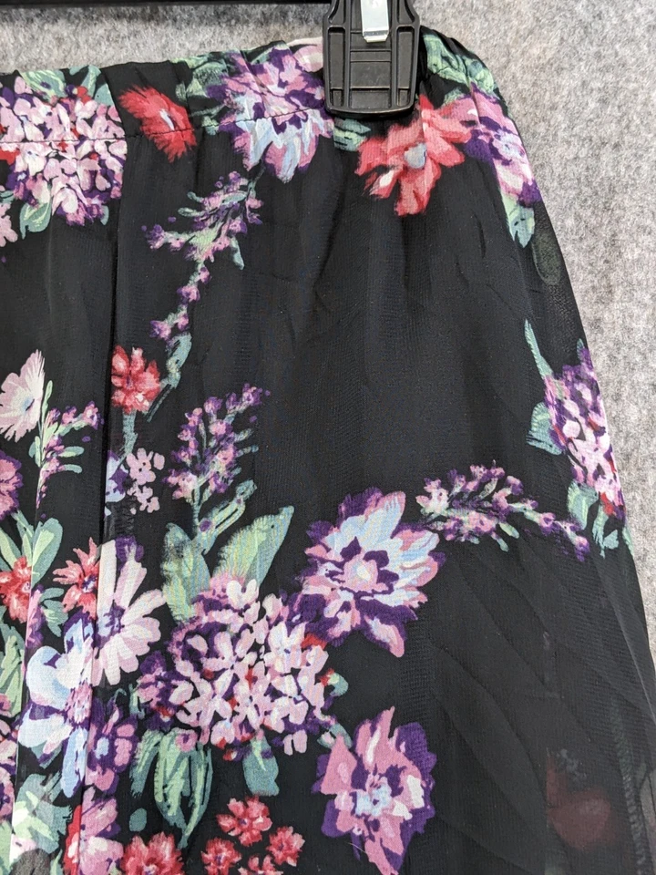 Falda Bonworth Mujer Mediana Negra Rosa Floral Forrada Gasa Cintura Elástica Línea A Foto 2 de 4