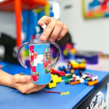 Coco cartoon 12 oz Sippy cut with straw and lid - Customized with name