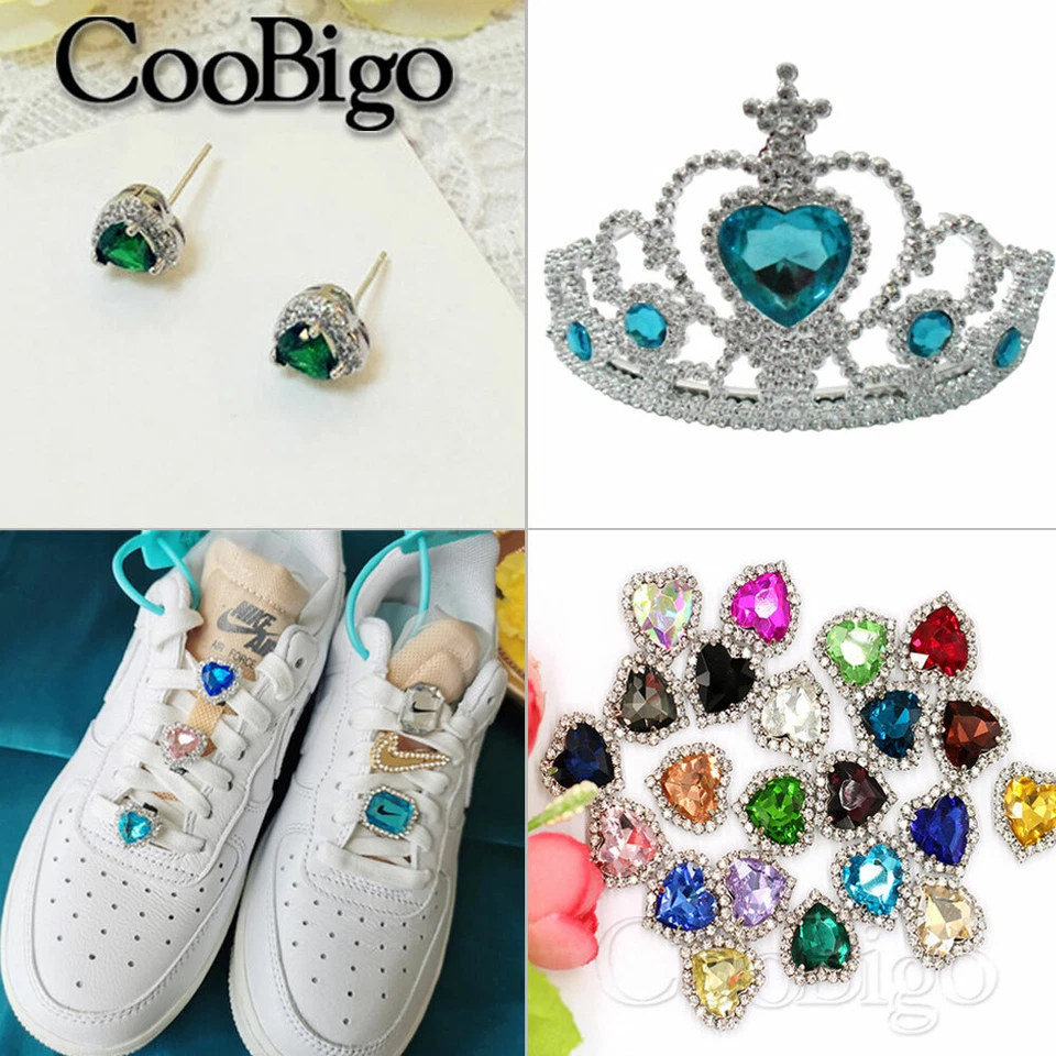 25X Heart Sewing Crystal Button Rhinestone DIY Clothings Jewelry Trim Beads 12mm - Image 4 of 4