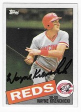 WAYNE KRENCHICKI 1985 TOPPS AUTOGRAPHED SIGNED # 468 CINCINNATI REDS DECEASED