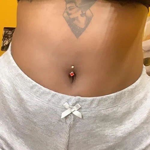 Body Piercing Belly Button Ring Simulated Birthstone 14K Yellow Gold Plated - Image 3 of 4