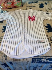 NY Yankees Didi Gregorius #18 breast cancer jersey w/Yogi Berra 8 memorial patch