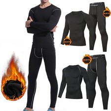 Thermal Underwear for Men Long Johns Set with Fleece Lined Base Layer Top Bottom