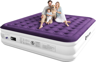 #ad King Air Mattress with Built in Pump 18quot; Raised Comfort Blow up Mattress Upgra $154.99