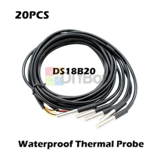 20PCS 1M DS18B20 Waterproof Digital Humidity Sensor Probe Thermistor Cable NTC