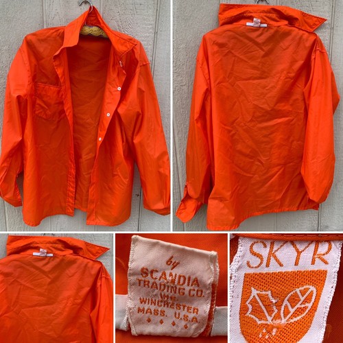 Camisa de nailon vintage SKYR by Scandia Trading Winchester Mass naranja años 70 para hombre XL - Imagen 12 de 24