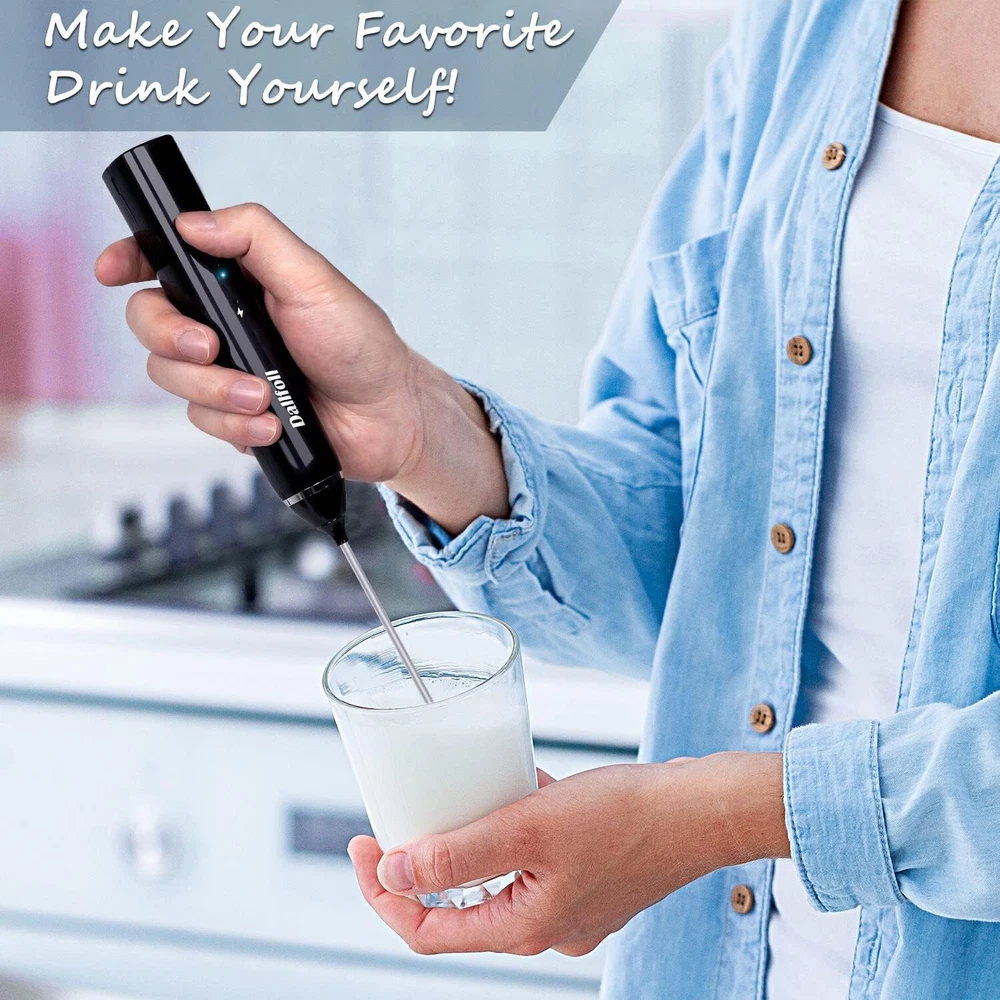 Milk Frother Handheld,  USB Rechargeable Electric Foam Maker for Coffee, 3 Speed
