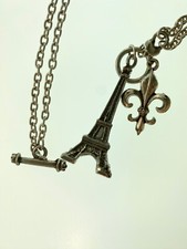 Collar Clásico de Plata Torre Eiffel Doble Cadena Hardware