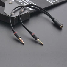 3.5mm Audio Mic Splitter Y Cable Headphone Adapter 1 Female Jack To 2 Dual Male